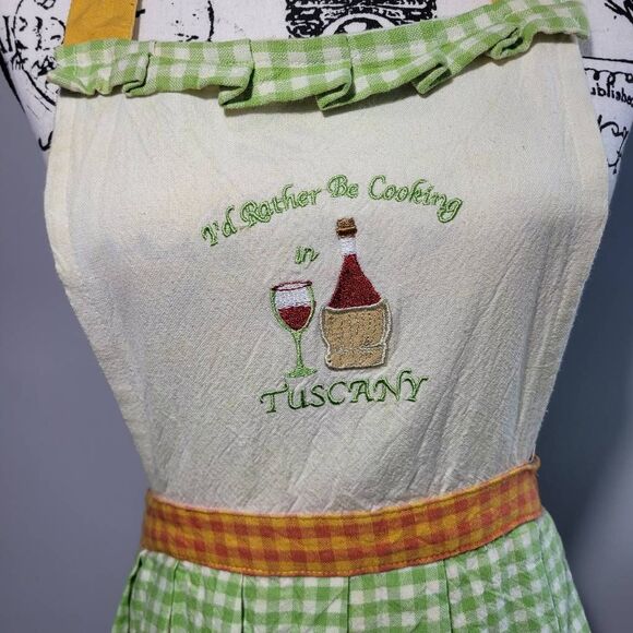 Vintage‎ tuscany italy apron ruffled tiered front cottage camp classic americana - Picture 4 of 14